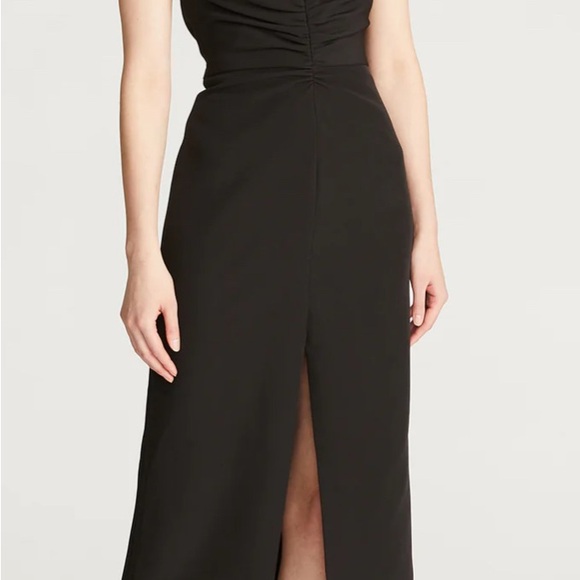 Halston Heritage Black Ruched Halter Cocktail Dress - Picture 4 of 9
